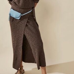 Free People Beach Skirt brown Eyes on‎ You Wrap Midi Knit Ribbed C